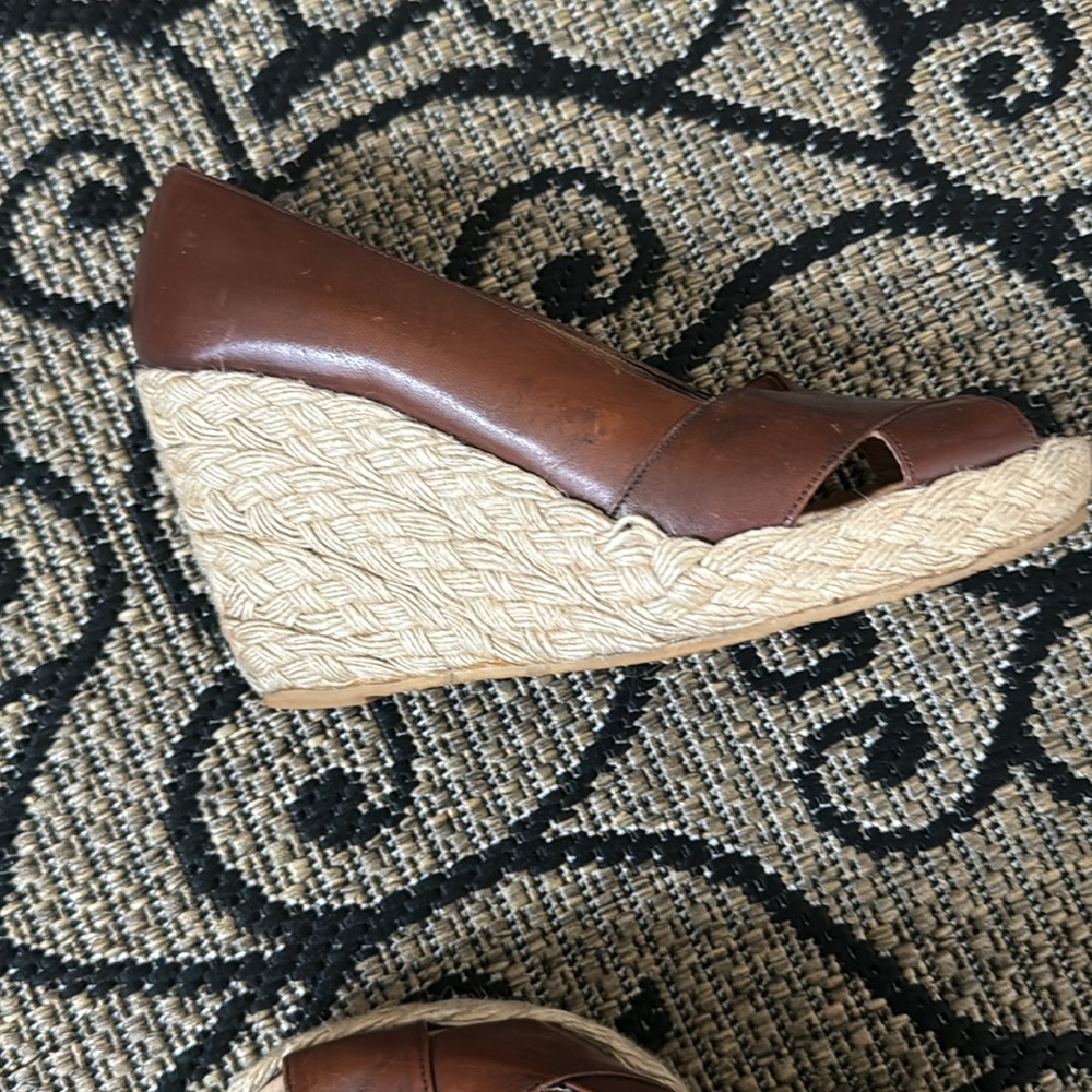 Open Toe Platforms Leather Upper. Gently Worn - image 2